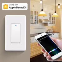 Apple Homekit Smart WIFI Touch Switch 1 Gang 1 Way Wall Light Switch Siri Voice Control Homekit IOS System US Standard