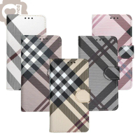 【Aguchi 亞古奇】Apple iPhone 7 Plus/8 Plus 共用 精品版 英倫格紋氣質手機皮套 5色可選