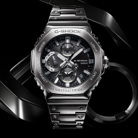 CASIO卡西歐 G-SHOCK 藍牙 太陽能電力 率性酷黑 全金屬 高質感指針 八角形錶殼 GMC-B2100D-1A_46.3mm