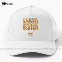 I Love Scotch. Scotchy Scotch Scotch Scotch. Anchorman Ron Burgundy Scotch I Love Scotch Baseball Cap White Caps Custom Gift Art