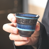 陶福氣 創意天目釉建盞茶具茶具 家用紫砂窯變釉主人杯品茗杯茶杯