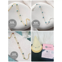 NEREZE 925 Sterling Silver Gold 2 Row Chain Evil Eye Bracelet สร้อยข้อมือ Evil Eye เงินแท้ 925 จากตุ