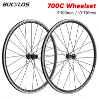 BUCKLOS Bicycle Wheelset 700C V Brake Bike Wheels Front Rear Road Bike Wheelset Quick Release 700C Road Bike Wheels Rim Part