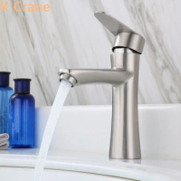 Hot and Cold Water Mixer Faucet Bathroom One Hole Single Handle Deck Mounted Tap SUS304 Stainless Steel Faucets Modern Torneira