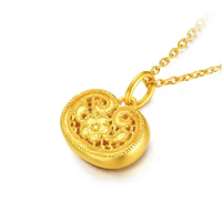24k pure gold flower pendants 999 real gold dollars gold coins pendant
