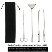 A Boutique  Water Grass Scissors Set Four Pieces Fish Tank Cleaning Tool Stainless Steel Wave Clippe
