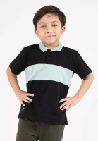 FOREST Forest Kids Premium Weight Cotton Stretchable Polo T Shirt Kids | T Shirt Baju Budak Lelaki - FK20259-01Black