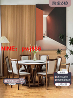 台灣公司貨 可開發票 新中式全實木內嵌巖板大理石家用客飯酒店廳圓形大餐桌椅