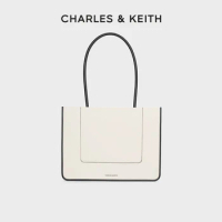 CHARLES&amp;KEITH24 Spring New CK2-31200033 Large capacity commuter handbag Denim Tote bag