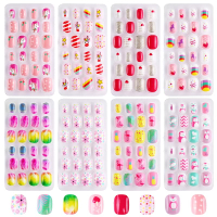 192Pcs 8Pack Jsiallye Press on Nails for Kids Fake Nails for Kids Pre-glue Full Cover Glitter Gradie