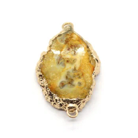 Natural Stone Crystal Pendants Irregular Reiki Accessories for DIY Jewelry Making Amethyst Druzy Crystal Geode Connector Pendant