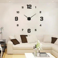 DIY Wall Clock Frameless Modern 3D Wall Clock Mirror Sticker Clock for Home Office Hotel Restaurant School Decoration