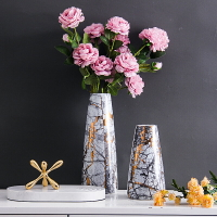 歐式大理石紋陶瓷花瓶擺件客廳插花輕奢高檔樣板間軟裝家居飾品