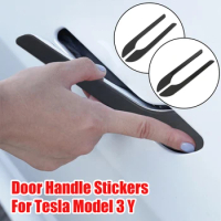 Car Door Handle Stickers Decorative Films Wrap Cover Anti-scratch Protector ABS Automotive Accessories For Tesla Model 3 Y 2021