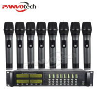 New Arrival Home Party PU-8002 Karaoke Wireless Microphone 8 channel Professional Handheld Microphone Support TF/USB/MP3