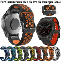 Quickfit 22 26mm Silicone Strap For Garmin Fenix 7 7X 6X 6 Pro 5X 5 Plus 3 HR 945 Epix Gen 2 Smart Watch Band Bracelet Wristband