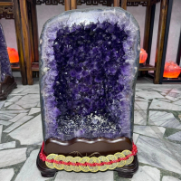 千奇國際精品 異象雪花方解石頂級巴西 紫水晶洞 ESPa+37.8kg(共生瑪瑙 鈦晶邊 大角紫晶牙 洞深13公分)