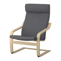 POÄNG 扶手椅, 實木貼皮, 樺木/skiftebo 深灰色