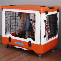 Luxury Foldable Pet Dog Cage Portable Pet Playpen Dog Beds House Fence Plastic Airline Pet Carrier with Toilet