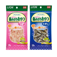 【LION 獅王】親親潔牙護理貓零食 小魚乾/蟹肉絲 六包組(貓咪零食 潔牙零食 寵物零食)