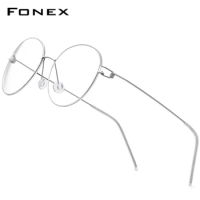 FONEX Screwless Eyewear Glasses Frame Women Round Denmark Korean Eyeglasses Men 98634