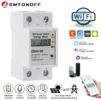 Tuya WiFi Smart Switch Bi-directional Meter Single phase prepaid meter smart meter Power monitor digital timer AC90~250V 50/60Hz