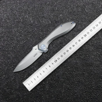 Kubey kb314 Ruckus Folding Knife Ti Handle 3.31" Bead Blasted CPM 20CV steel outdoor survival knife
