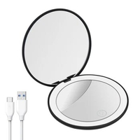 Led Rechargeable Compact Mirror 2-Sided 1x/10x Magnification Compact Travel Makeup Mirror Folding Handheld Mirror Touch Switch