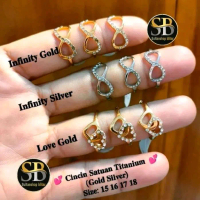 Et 77 COD Cincin titanium infinity gold dan silver dan model love gold Satuan