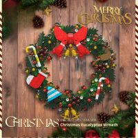 Merry Christmas Kids Gift Wreath Dried Flower Wreath Building child Blocks Bricks Puzzle Toy Santa Claus Holiday decoration