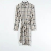 Dress BURBERRY IVERY CHECK MODERN BEIGE LONG SHIRT DRESS 100% ORIGINAL Size 6