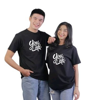 Kaos You Me Dewasa Pasangan Couple Pria Wanita Lengan Pendek Panjang(HARGA SATUAN/COD) M hitam pende