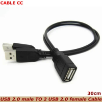 USB Y computer one point two data power cable Cable USB Double Splitter Cable Female to USB 2.0 Male Power Extension Cable 30cm