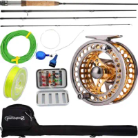 baitcaster,fishing tools,Fishing Rod Reel Combos with Lightweight Portable Fly Rod and CNC-machined Aluminum Alloy Fly Reel