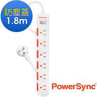 群加 PowerSync 一開六插防塵防雷擊延長線/1.8m(TPS316DN9018)