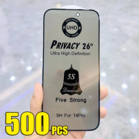 500pcs 26° Privacy Tempered Glass UHD 5S Five Strong Screen Protector Film For iPhone 15 Pro Max 14 Plus 13 Mini 12 11 XS XR X