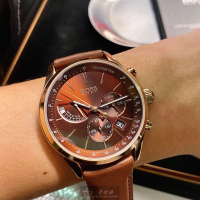 【BOSS】BOSS伯斯男女通用錶型號HB1513605(古銅色錶面玫瑰金錶殼咖啡色真皮皮革錶帶款)
