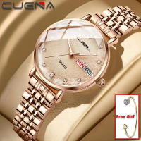 CUENA Jam Tangan Wanita Original Anti Air Tali Jam Kuarsa Santai Mewah Jam Tangan Cewek 6002 Watches