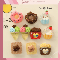 Bộ 10 Sticker, Charm 3D chủ đề kem Donut Gamo gắn Dép, Dép Sục, Cá Sấu JB-173