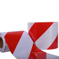20cm*1M Twill Reflective Adhesive Tape Strong Reflection White-red Hazard Warning Reflectors Waterproof Safety Sticker For Truck
