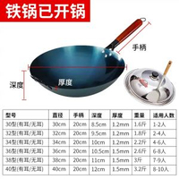鐵鑊傳統老式無塗層鐵鑊家用商用廚師不易粘熟鐵鑊已開鑊圓底炒鑊 平底鍋 煎鍋 炒鍋 不粘鍋 不黏鍋 易潔鍋 電磁爐適用鍋 家用廚房 36cm