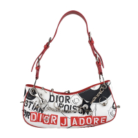 展示品 Christian Dior龐克風格帆布塗鴉小肩背包(白x多色)