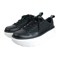 【Ustini】我挺你健康鞋 厚底鬆糕鞋-女款-黑白色(綁帶透氣牛皮休閒鞋UEX2007BKW)
