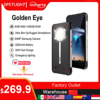 Unihertz Golden Eye 5g Ultra Thin Rugged Smartphone 8GB 256GB Cellphone Emergency Bicycle Light G99 64MP Camera Mobile Phone