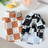 DY Loving Binatang-Baju Musim Panas Lelaki, Baju Grid Besar Nipis, Poodle, Lelaki, Muka Tersenyum, O