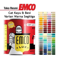 ￼Emco Lux Cat Kayu & Besi 0,5kg - Warna Segitiga Gloss Finish Kilap Putih Biru Orange Jingga Kuning 