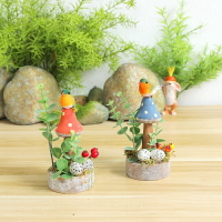 微景觀造景室內小擺件動物木樁石頭兒童房間桌面布置自然角物裝飾