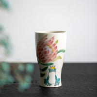 山水間 海神花青蛙手繪杯 景德鎮手工陶瓷馬克杯大容量水杯啤酒杯