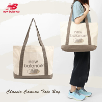 【NEW BALANCE】托特包 Classic 米白 棕 大容量 購物袋 男女款 包包 肩背 手提包 NB(LAB23027MS)