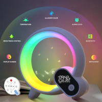 Creative Bluetooth Speaker APP Control Digital Display Alarm Clock Intelligent Bluetooth Audio Colorful Atmosphere Light